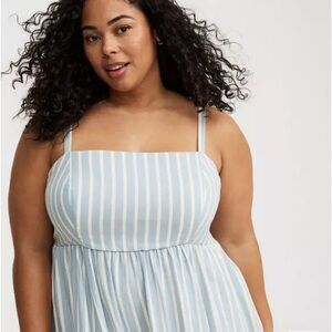 Torrid Midi Washable Challis Sundress Striped Plus Size Womens 1X (14-16)